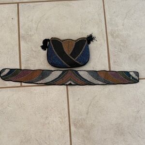 Colorful Beaded Belt and Pouch Set